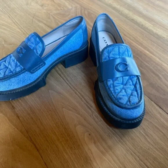 Coach Leah Quilted Denim Loafer - 8.5 - Picture 2 of 12